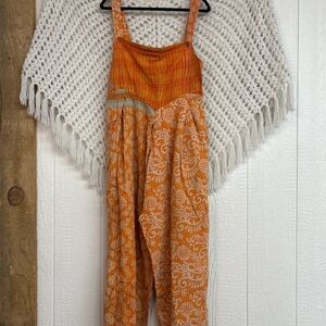 Orange Patterned Women's Jumpsuit